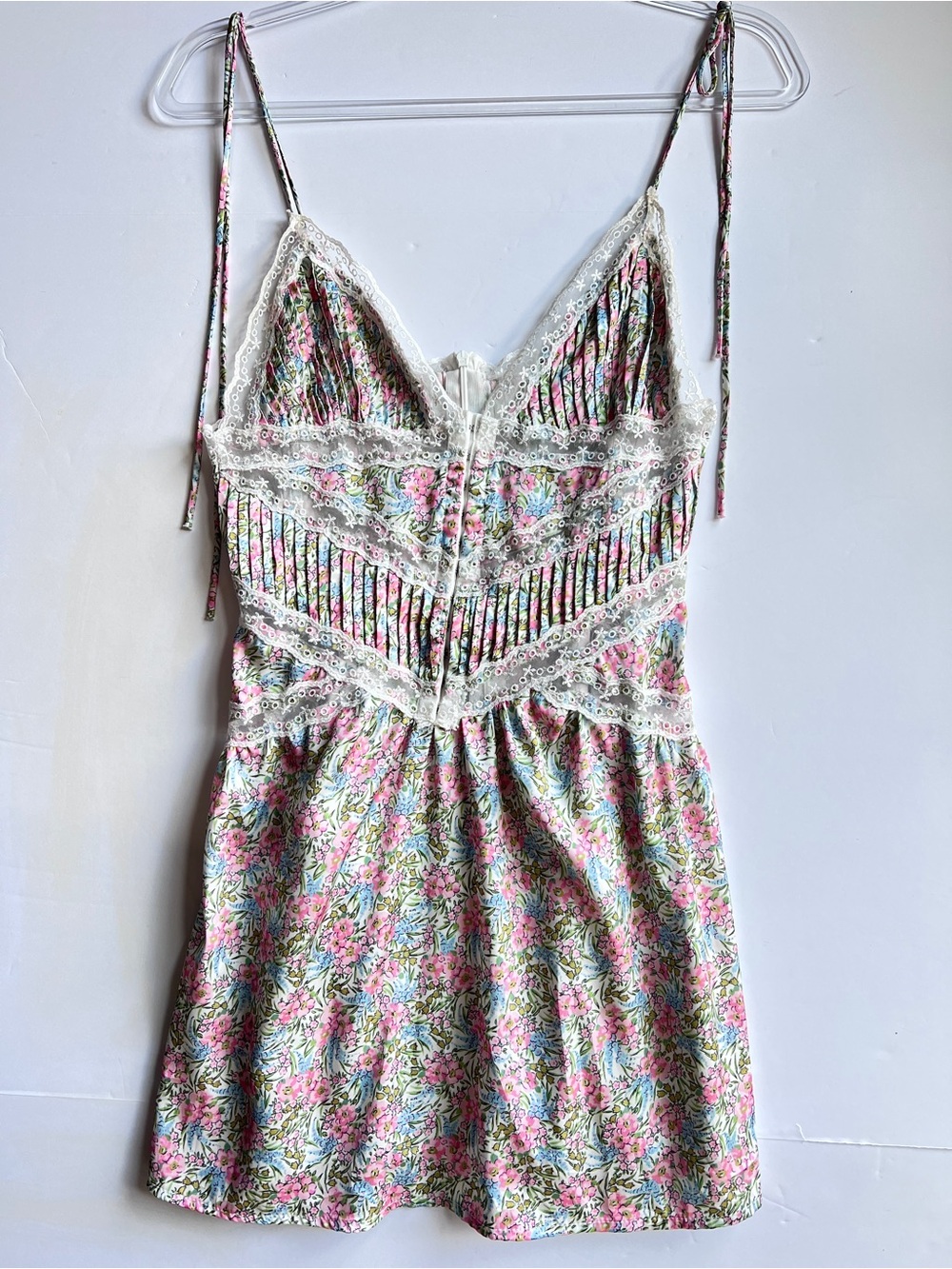 Floral Lace Corset Mini‎ Dress Cottagecore Coquette Y2K Size L